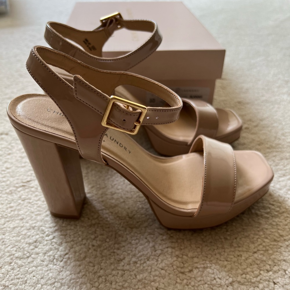 Chinese Laundry Alanah Nude Patent Platform Heels
